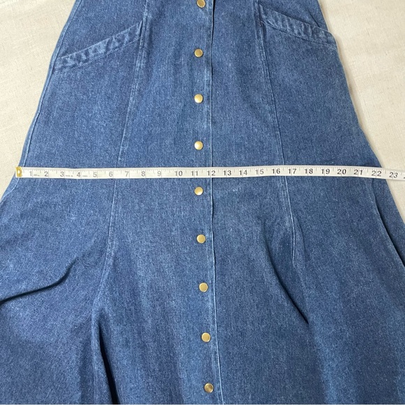 Vintage Western Boho High Waisted Denim Maxi Skirt - Picture 12 of 13